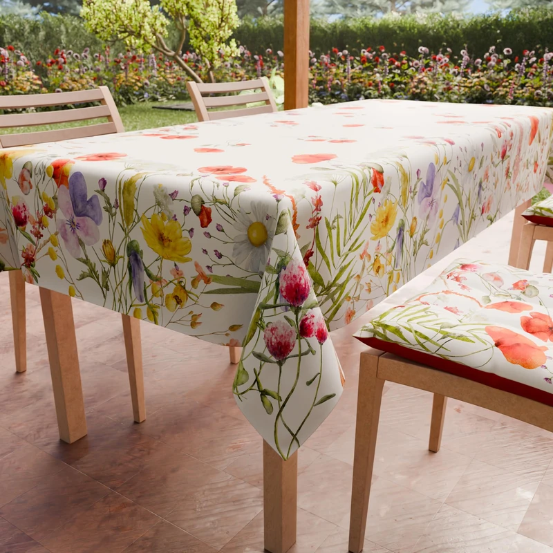 PETTI Artigiani Italiani - Stain Resistant Rectangular Tablecloth Kitchen Floral Design 10 x 24 Seater (140 x 450 cm) 100% Made in Italy