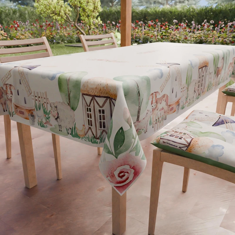 PETTI Artigiani Italiani - Rectangular Stain Resistant Tablecloth for Parties and Birthdays for Children, Kitchen Party Design 02 x 12 Seater (140 x 240 cm) 100% Made in Italy