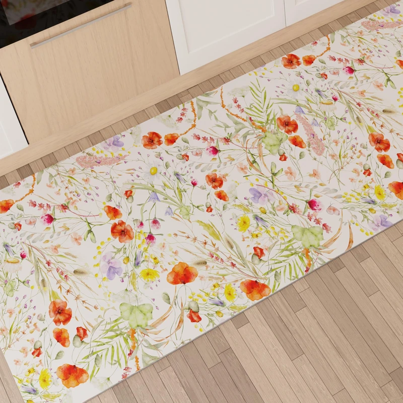 PETTI Artigiani Italiani - Kitchen Rug Kitchen Runner Non-Slip and Washable 52 x 440 cm Floral Design 10 100% Made in Italy