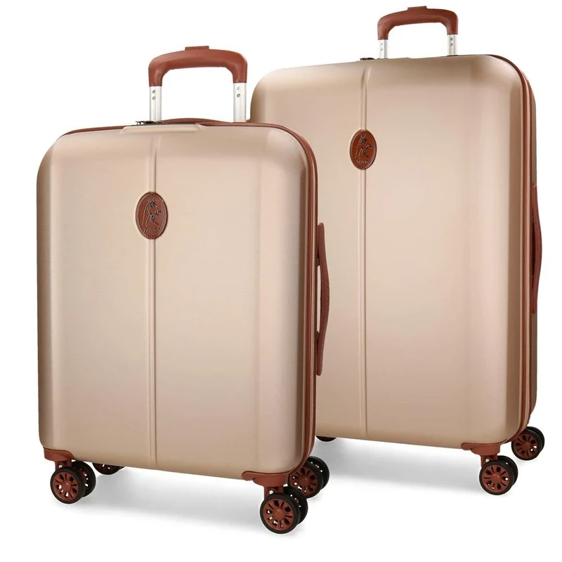 El Potro Ocuri Suitcase Set Beige 55/70cm Rigid ABS Closure TSA Integrated 118L 7kg 4 Double Wheels Hand Luggage, Beige, Suitcase Set