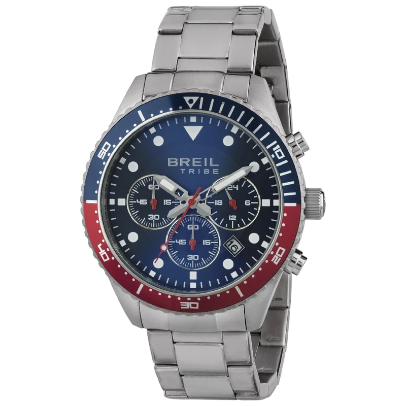 Breil - Watch Collection SAIL Movement Chron for Men, Silver-Blue-red, Standard Size, Modern