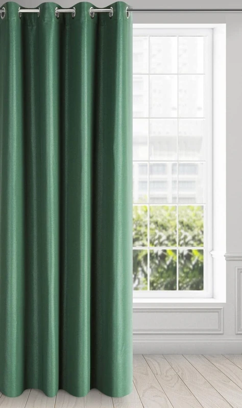 Eurofirany Essme Curtain Shiny Eyelets Smooth Trend Elegant Bedroom Living Room Dark Green 140 x 250 cm