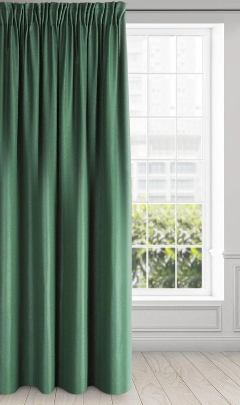 Eurofirany Essme Curtain Shiny Ruffle Tape Smooth Trend Elegant Bedroom Living Room Dark Green 140 x 270 cm