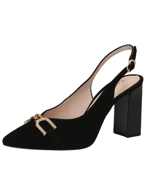 CAPRICE Women's 9-9-29600-20 Pumps Sling, Black (Black Suede), 4 UK