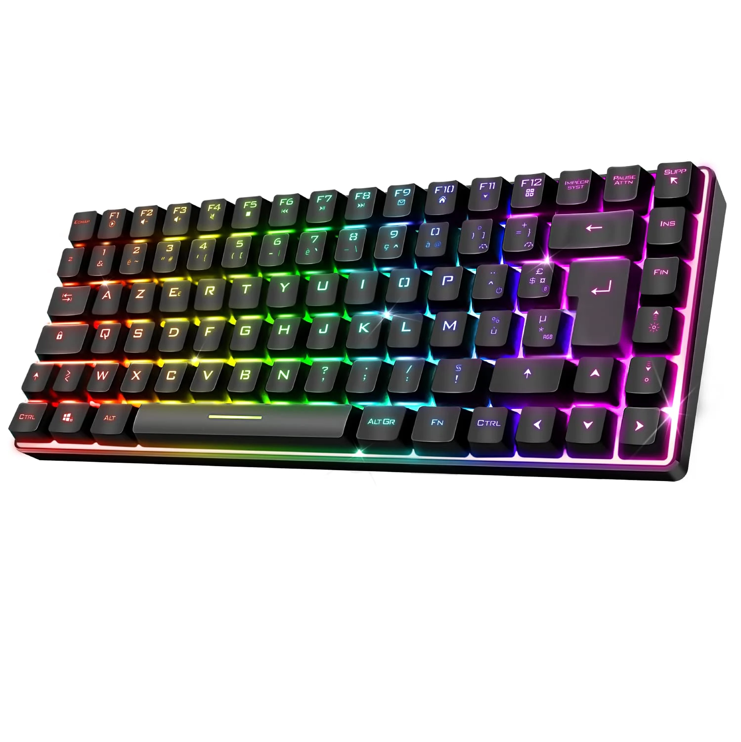 SPIRIT OF GAMER - Wireless Gaming Keyboard RGB - 65% Compact TKL Keyboard - Semi-Mechanical Keys including 25 Anti-Ghosting - Wireless and Bluetooth Connectivity - For Gaming PC, Smartphone or Tablet