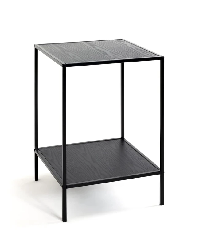 HAKU Möbel End Table Black, Mdf, Steel Tube - Size: W 40 cm X H 60 cm X D 40 cm, Style: Modern