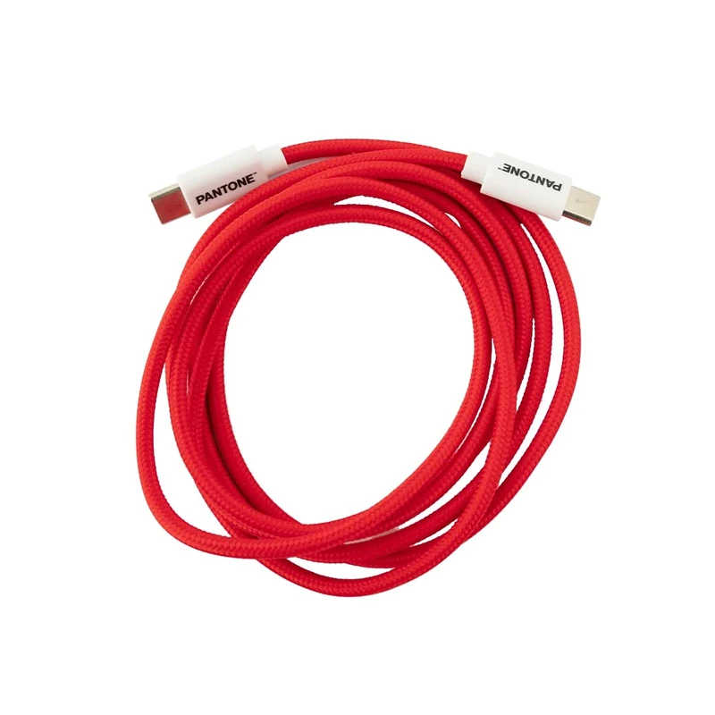 Celly, USB-C to USB-C Cable with Reversible Connector for Fast Charging, 1.5m Length, PVC Connectors and Anti-Bend Nylon Coating, Fast Charge and Data Transfer, Red - Image 1