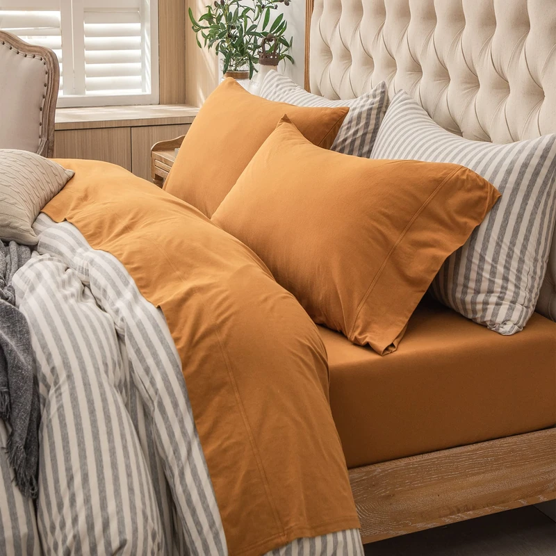 PURE ERA Jersey Knit Sheet Set Solid Burnt Orange King