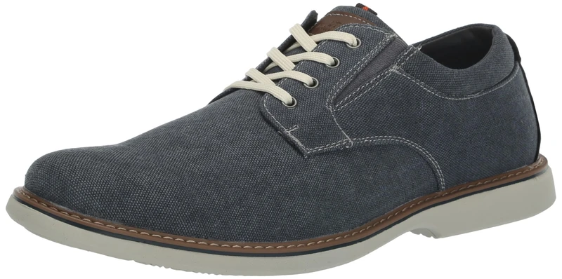 Nunn Bush Men's Otto Canvas Plain Toe Oxford Lace Up, Dark Blue, 13 UK