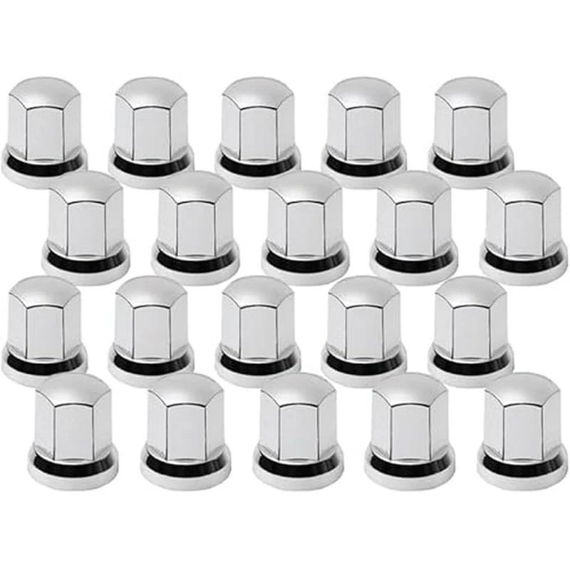 Ryme Automotive 60 pcs Universal Chrome Lug Nuts Covers for Truck Trailer Wheel Nuts Height 54mmm Chrome Lug Caps (SW32)