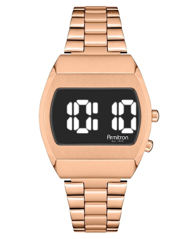 Armitron Sport Retro Digital Chronograph Bracelet Watch,Rose Gold