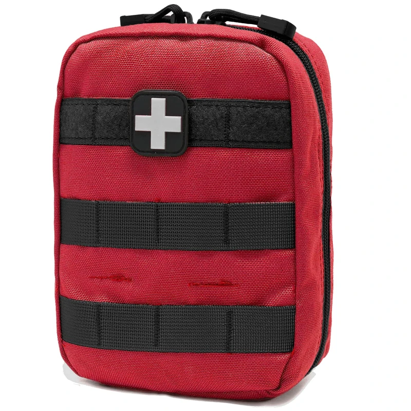 Carlebben EMT Pouch Molle Ifak Pouch Tactical MOLLE Medical First Aid Kit Utility Pouch (with Medical Supplies Red)
