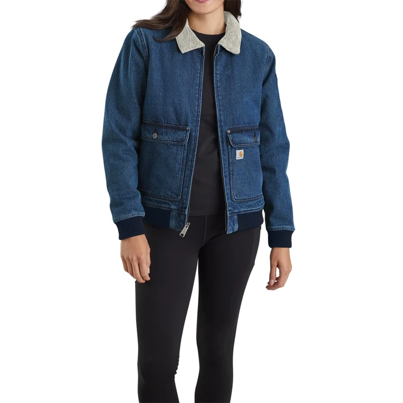 Carhartt Women Winter Jacket Relaxed Fit Denim Sherpa Lined, Color:Beech, Size:XS