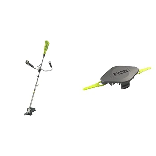 Ryobi OBC1820B 18V ONE+ Brush Cutter [Zero Tool], 18 V, Green & Double Serrated Blades Head for RAC155 Edger Black