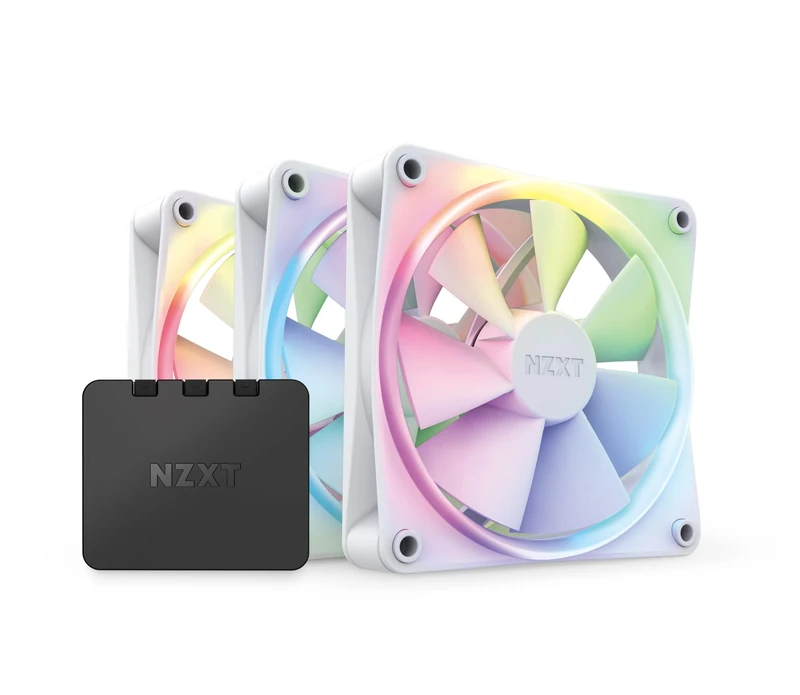 NZXT F120 RGB Fans - RF-R12TF-W1 - Advanced Lighting Customization - Whisper Quiet Cooling - Triple (Fan & Controller INCLUDED) - 120mm Fan - White