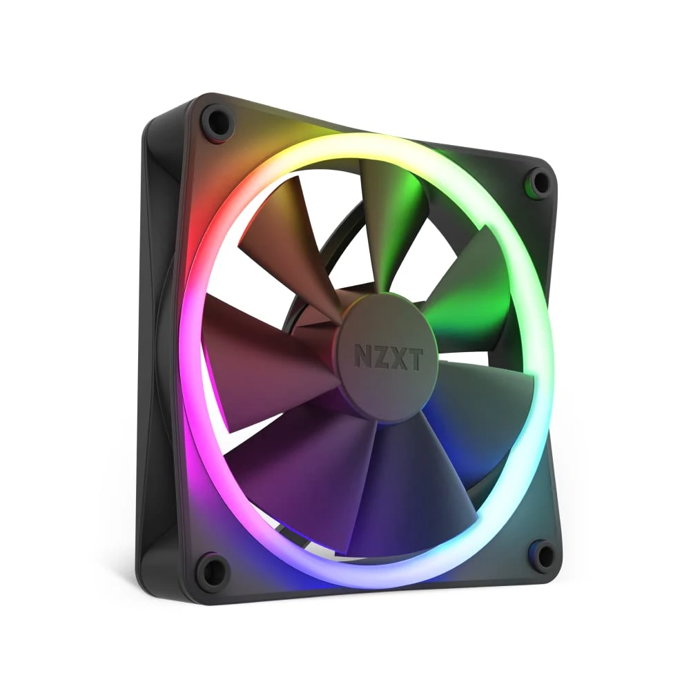 NZXT F120 RGB Fans - RF-R12SF-B1 - Advanced RGB Lighting Adjustment - Whisper Quiet Cooling - Single (Fan and Controller Required & Not Included) - 120 mm Fan - Black