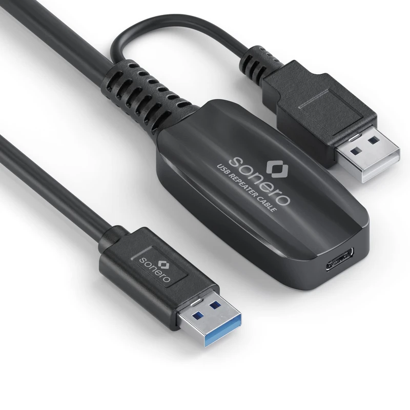 Sonero USB 3.2 Active Extension - 10.00 m - Black - USB-A to USB-C - 5GB/s - Printers, Webcams, VR Devices, Hard Drives, Mouse, Gamepad, Consoles