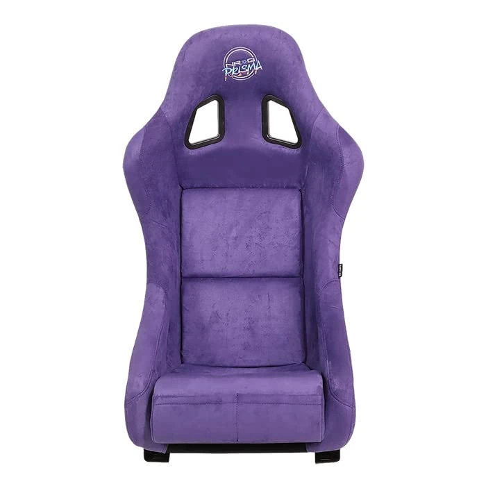 NRG Innovations NRG-FRP-303PP-PRISMA Universal Fixed Back Bucket Racing Seat with Side Mount Adapters for 6-Point Harnesses,Purple Seat Cover, Purple/Black/Gold Flakes