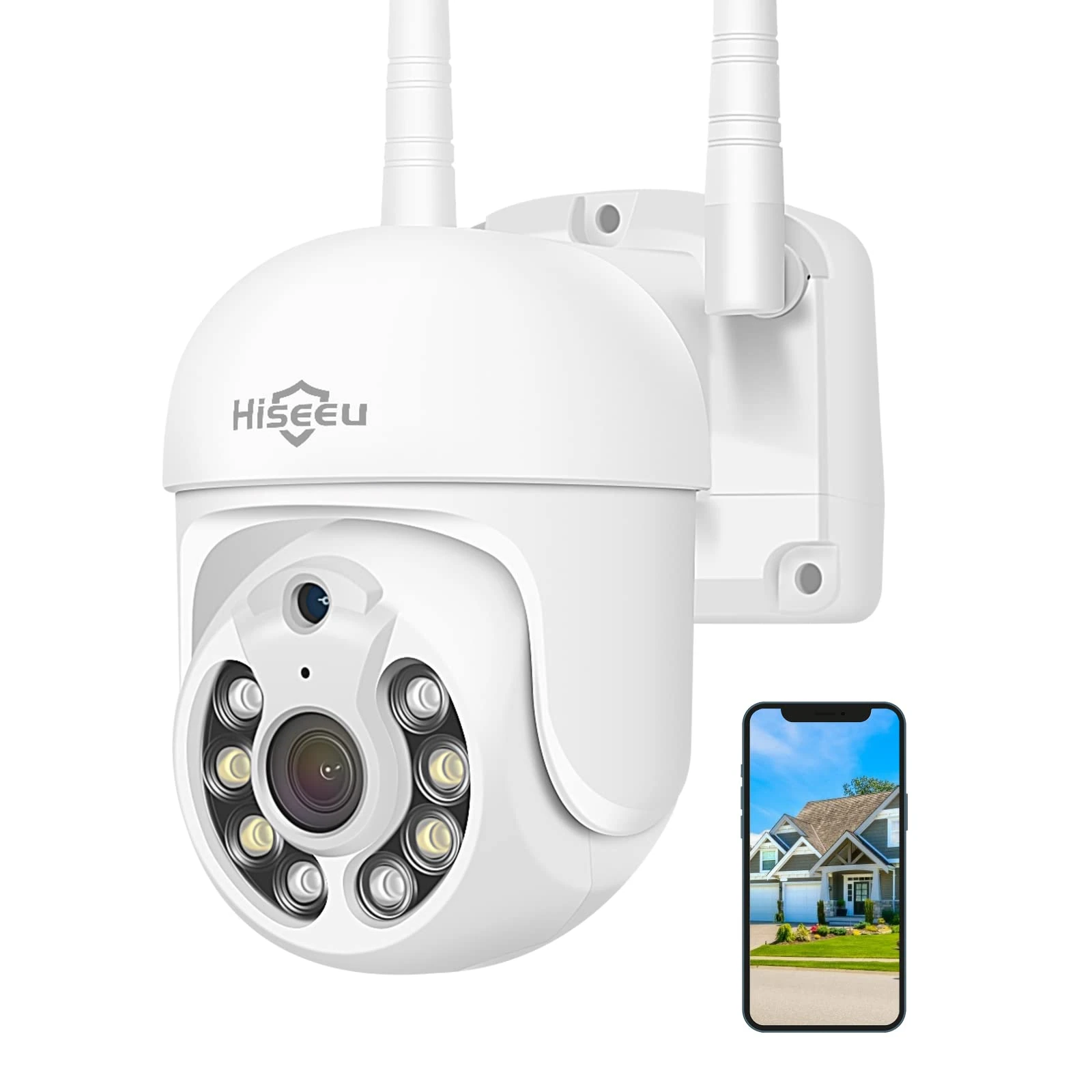 Hiseeu 360° PTZ Security Camera Outdoor Wireless with Color Night Vision,3MP PTZ Digital Zoom Camera Outdoor WiFi,2-Way Audio,Auto Cruise,Motion Detection,Remote Access,IP66 Waterproof