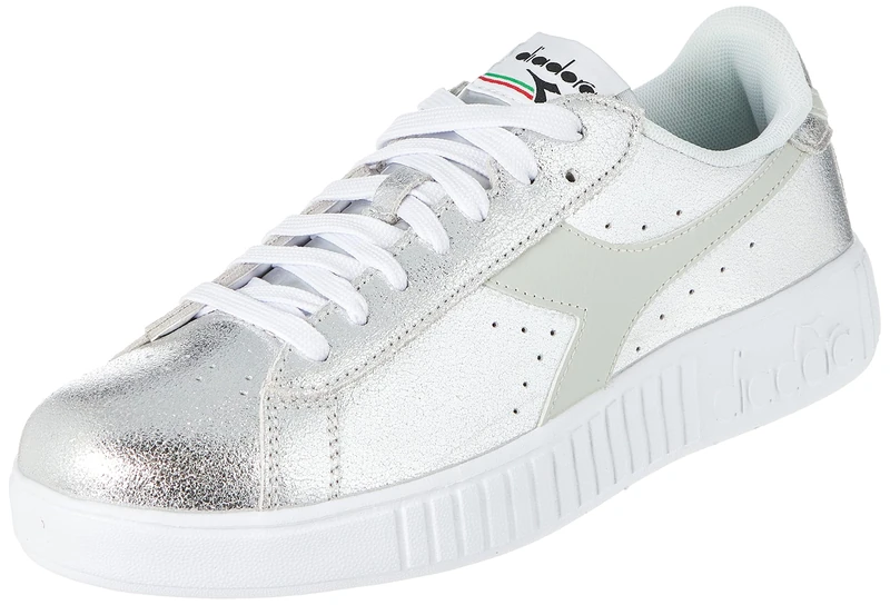 Diadora Women's Game Step Premium Metal Gymnastics Shoe, White Silver, 6 UK
