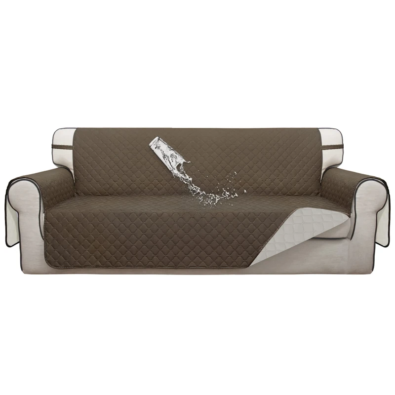 ISSUNTEX Double Protection 100% Waterproof Sofa Covers for Living Room, Reversible Couch Covers for 3 Cushion Couch Sofa, Furniture Protector Sofa Cover for Pets (X Large, Camel/Ivory)