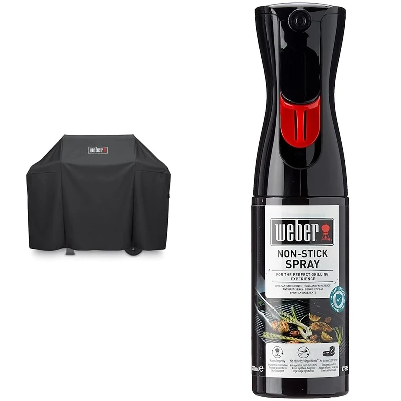 Weber Grill Cover | Spirit/Spirit II 300 & 200 BBQ Cover, Heavy Duty | Breathable UV & Water-Resistant & Non-Stick Spray | Non-Stick Cooking Spray for BBQ Grill | Weber Barbecue Accessories