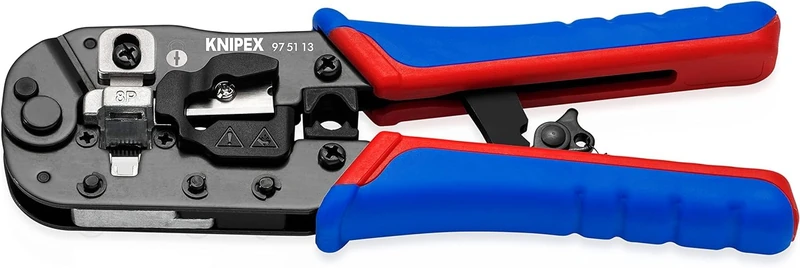 KNIPEX Crimping Pliers for RJ45 Western Plugs with Multi-Component Handles 190 mm, 97 51 13