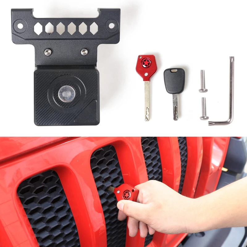 RERPRO JL Bonnet Lock for Jeep Wrangler JL JLU Unlimited 2018-2022 Hidden Hood Latches Auto Rebound Security Latches 1pc Black with 2 Keys
