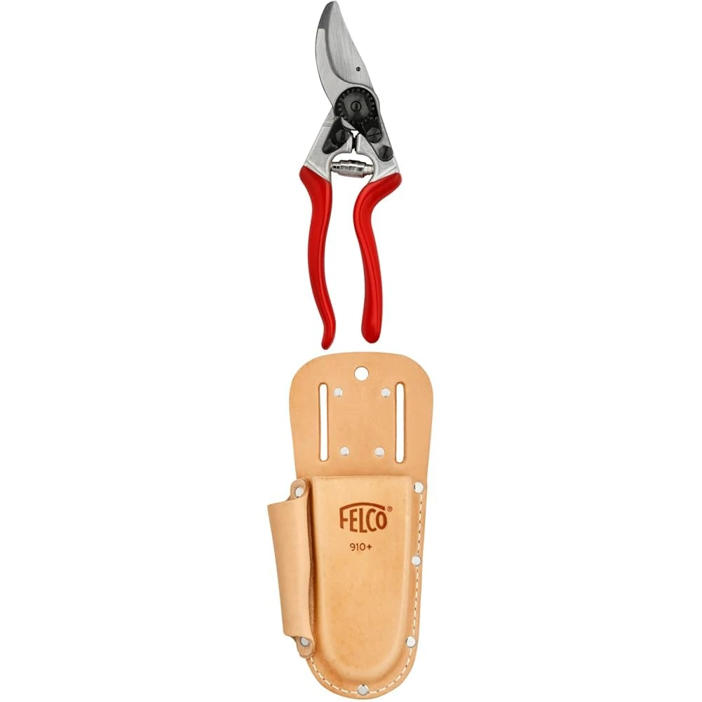 FELCO Model 8 Secateurs (Large) & Number 910 Plus Leather Holster F910+, Brown, 35x15x5 cm