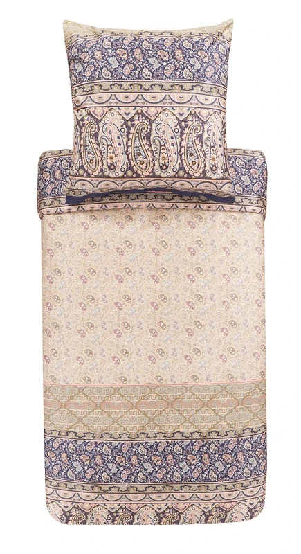 Bassetti Imperia 41 9323470 Bed Linen Set Cotton Mako Satin in Beige 2-Piece with Zip Closure 155 x 220 cm / 80 x 80 cm