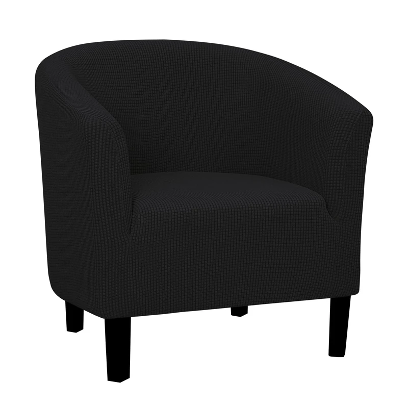 Easy-Going Stretch Club Armchair Slipcover 1 Piece Barrel Tub Sofa Cover Furniture Protector Jacquard Couch Cover Black