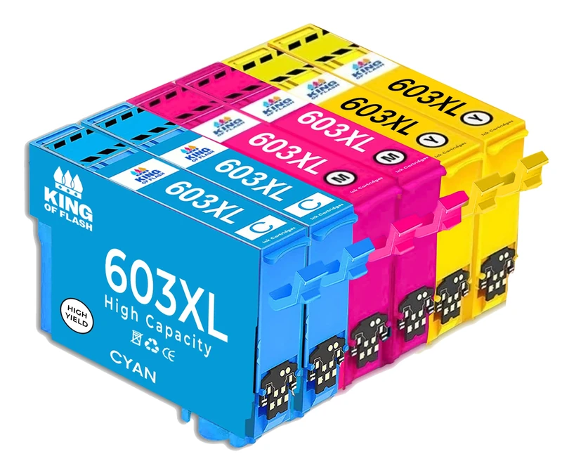 KING OF FLASH 603XL Ink Cartridges Replacement for Epson 603XL Ink for Use with Epson Expression Home XP-3100 XP-4100 XP-2100 XP-2155 XP-3155 XP-4155 Workforce (2 Cyan 2 Magenta 2 Yellow)