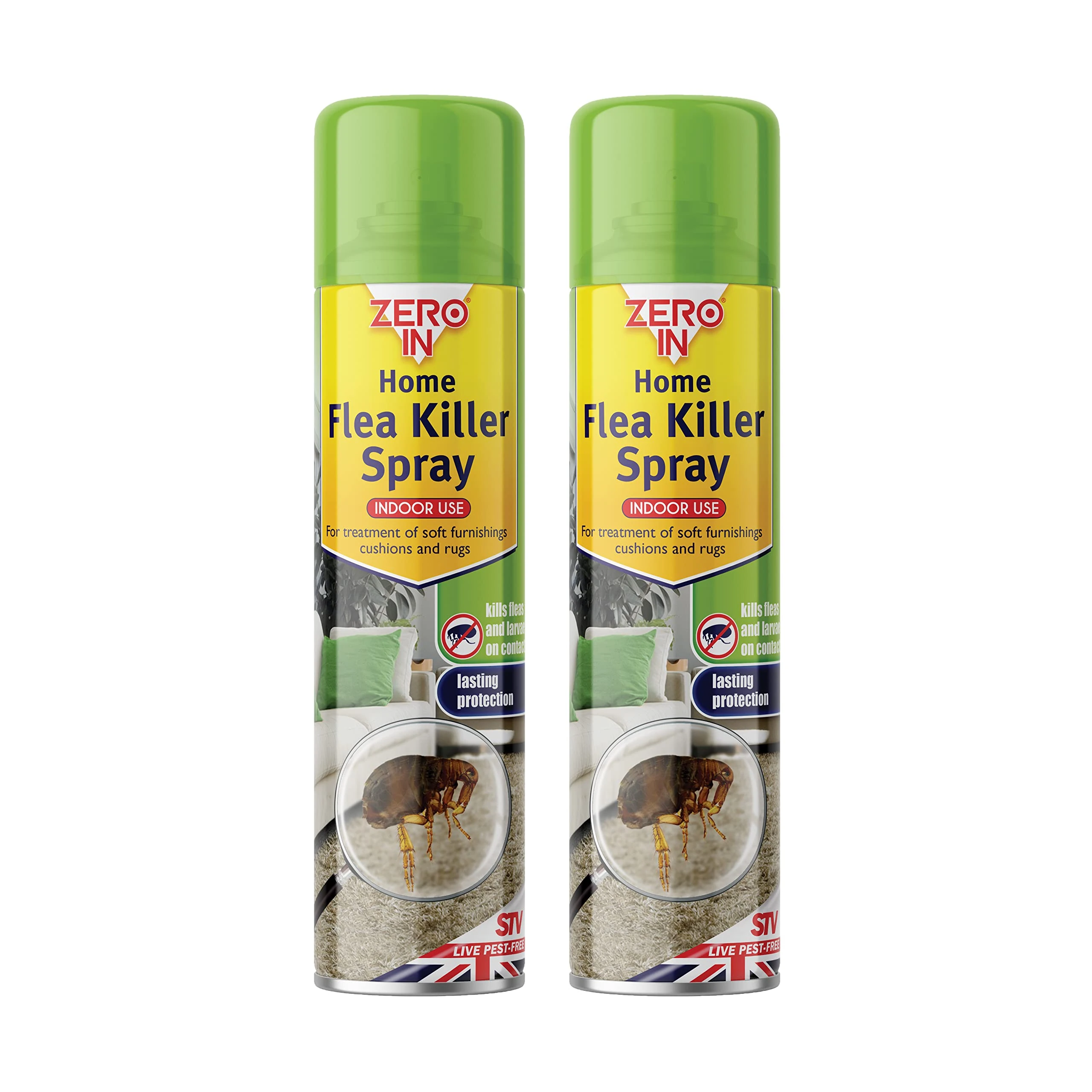 Zero In AMZ026 Home Flea Killer Aerosol - Twinpack, green,300ml