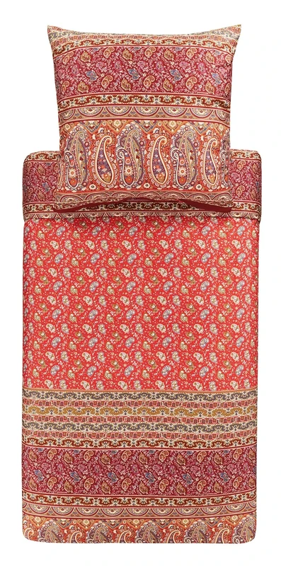 Bassetti Imperia R1 9323475 Bed Linen Set Cotton Mako Satin in Red 2-Piece with Zip Closure 200 x 200 cm / 80 x 80 cm