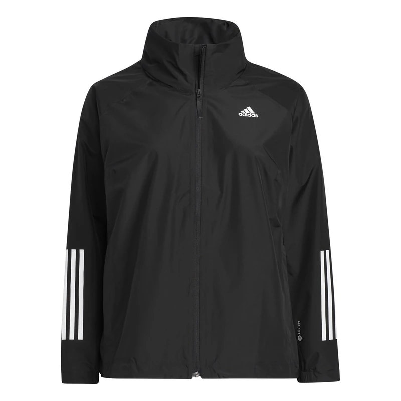 adidas Women's BSC 3-Stripes RAIN.RDY Jacket (Plus Size), Black, 3XL Plus