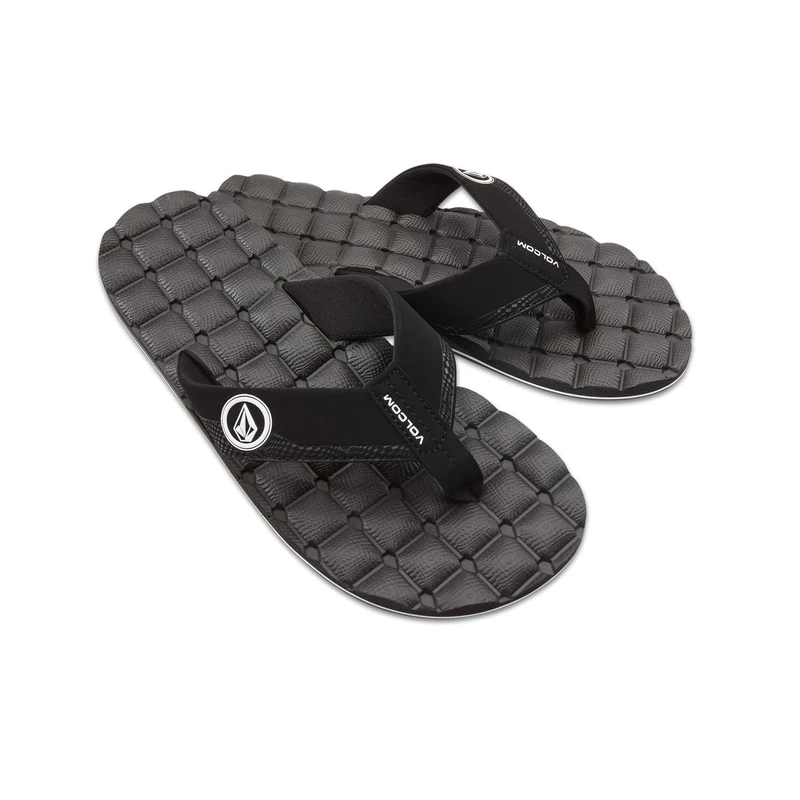 Volcom Men's Recliner Sandal Flip Flop, Black White-New, 11 UK