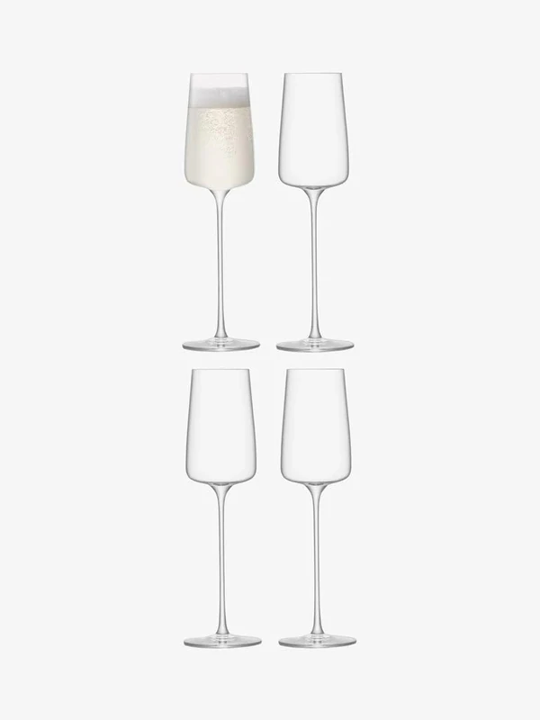 LSA International Metropolitan Champagne Flute 230ml Clear | Set of 4 | Dishwasher Safe | MW05