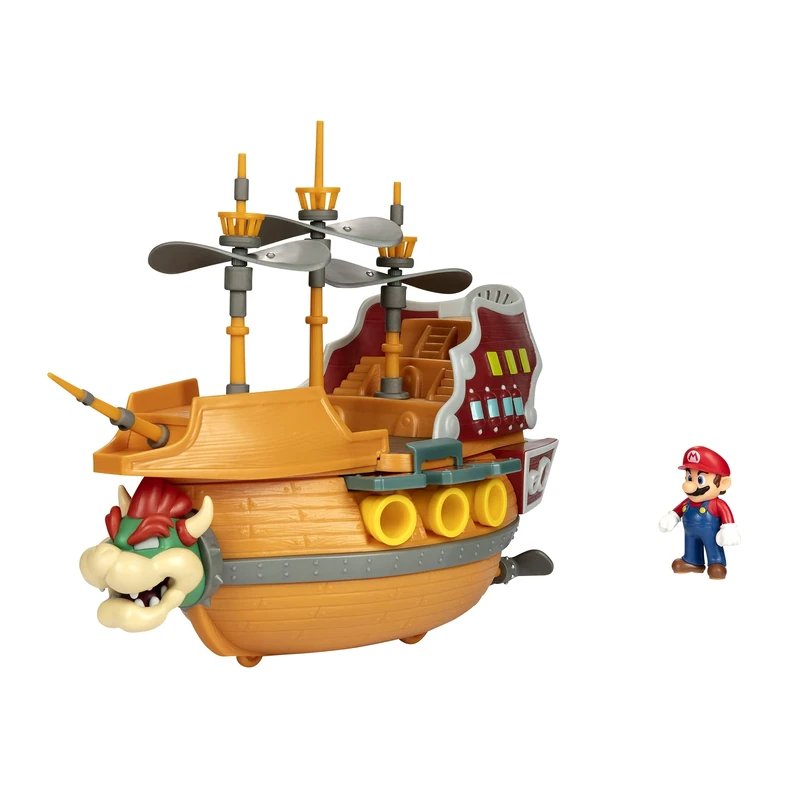 Nintendo Super Mario Deluxe Playset - Bowser's Ship - Includes 5 Figures 6.5 cm and 4 Accessories