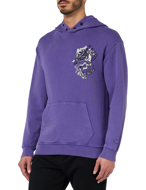 REPLAY Men's M6530 Hooded Sweatshirt, Violet 074, M