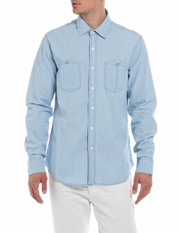 REPLAY Men's M4032 Shirt, Light Blue 010, 3XL