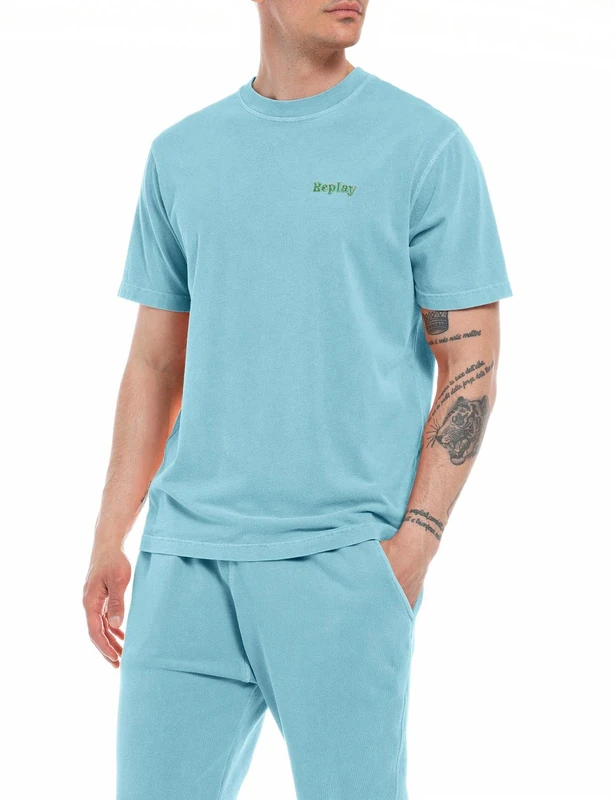 REPLAY Men's M6588 T-Shirt, Light Blue 109, M