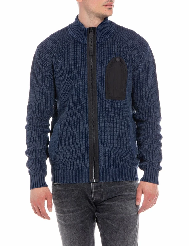 REPLAY Men's uk2755 Cardigan Sweater, 782 Stone Blue, S