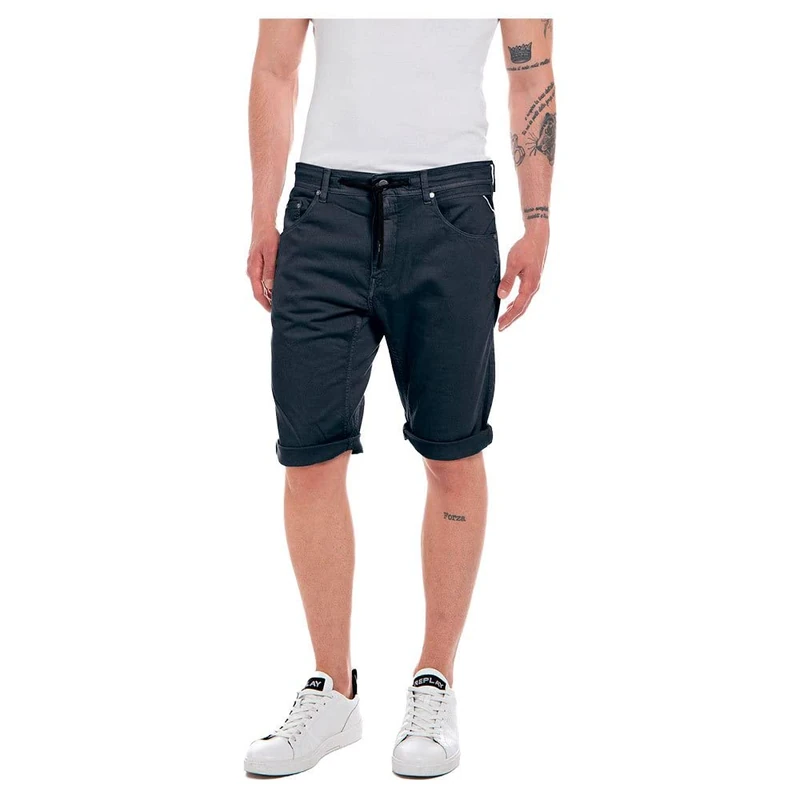 REPLAY Men's Djovic Denim Shorts, 085 Blue, 27W