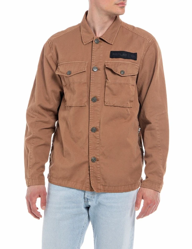 REPLAY Men's M8138 Shirt Jacket, 721 Brown, S, 721 brown, S
