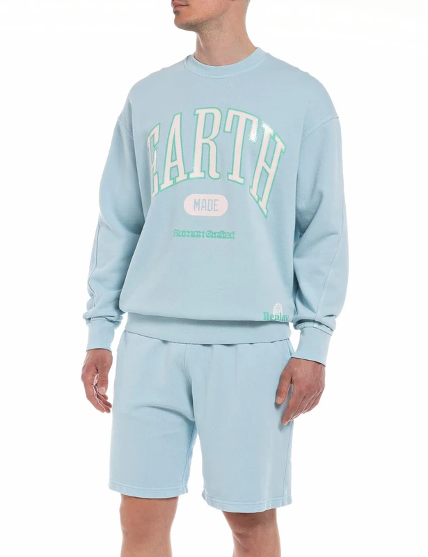 REPLAY Men's M6589 Sweatshirt, Light Blue 109, XL