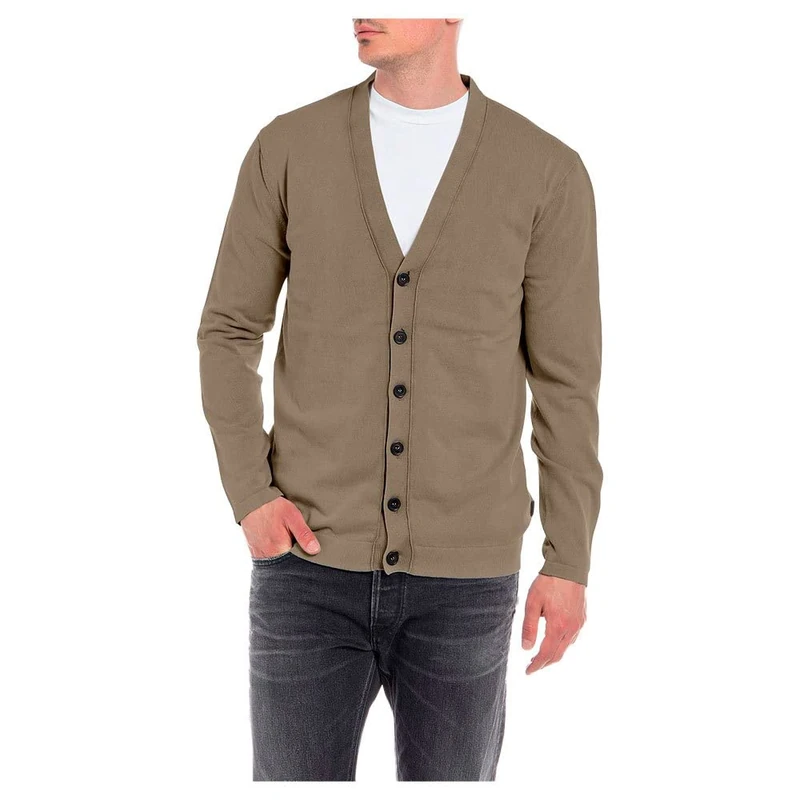 REPLAY Adult UK2752 Essential Cardigan Sweater, Dark Mud 121, M