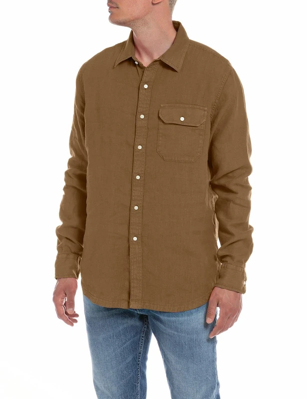 REPLAY Men's M4082A Shirt, Cigar 721, M