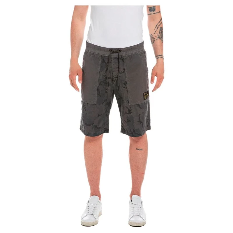 REPLAY Men's M9938 Shorts, 020 Dark Grey/Black, 30W