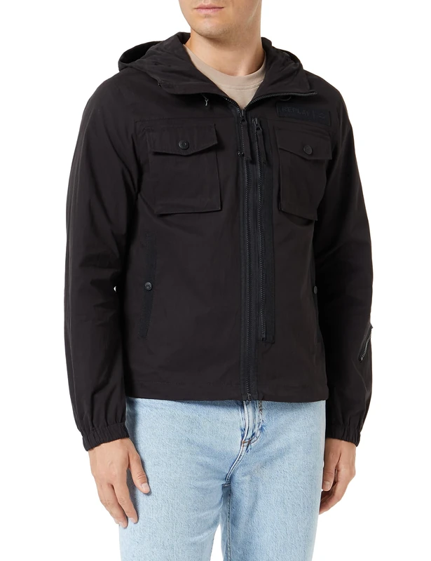 REPLAY Men's M8330 Anorak, Blackboard 099, XL