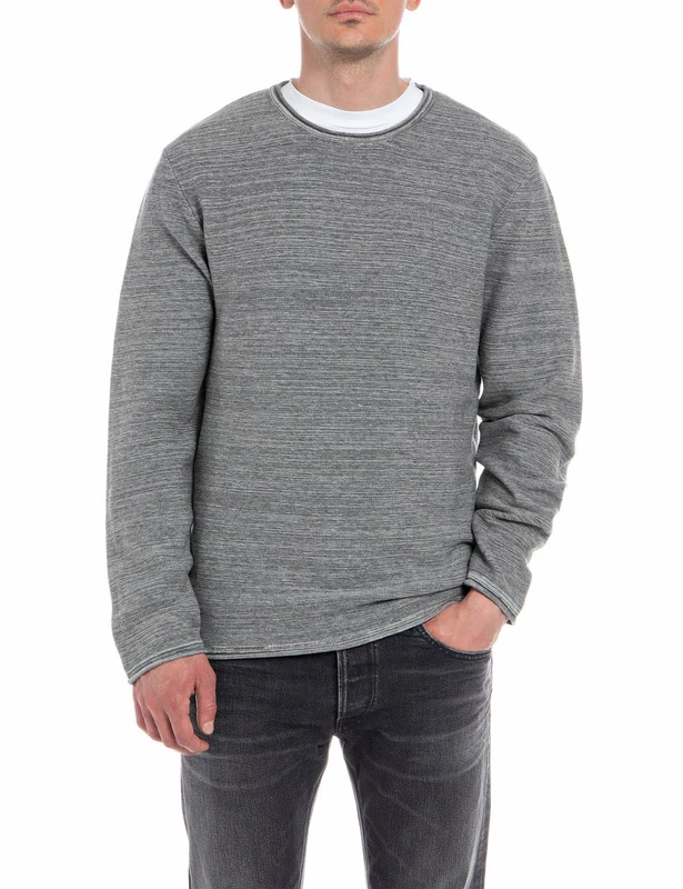 REPLAY Men's Uk2762 Sweater, 010 Mouline' Light Grey/Grey, S